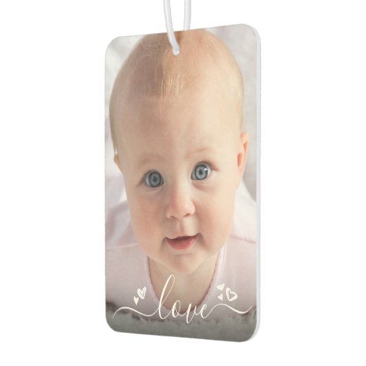 Liebe Custom 2 Foto Script Hearts Personalisiert Autolufterfrischer (Links)
