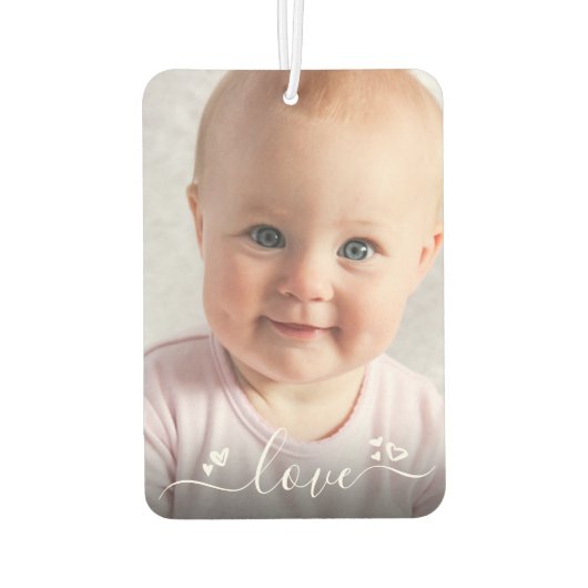 Liebe Custom 2 Foto Script Hearts Personalisiert Autolufterfrischer (Rückseite)