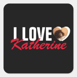 Liebe Custom Foto Herz und Name Poster Quadratischer Aufkleber