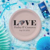 LIEBE Custom Foto on Dusty Pink Classic Round Stic Pappteller (Party)