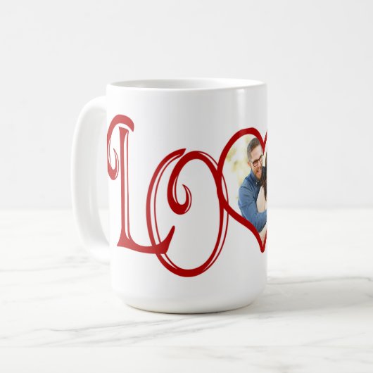 LIEBE Custom Heart Foto Kaffeetasse (Vorderseite Links)