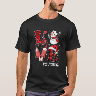 Liebe CVICU Nurse Life Snowman Syringe Christmas N T-Shirt