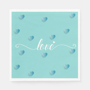 Liebe cyan kalligraphische Herz Serviette