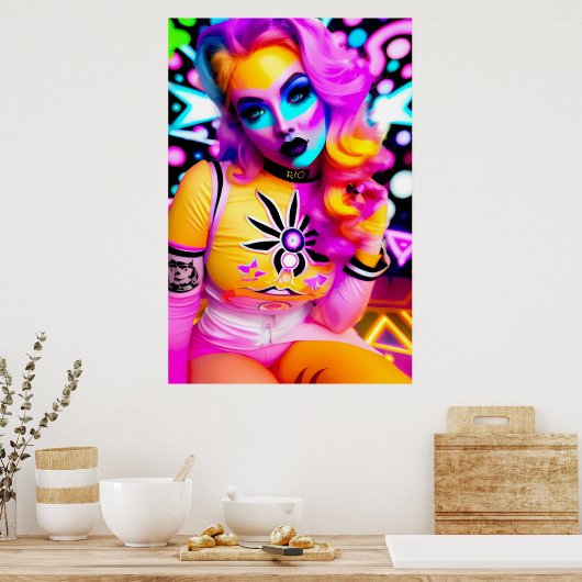 Liebe Cyborg R-10 Ken Gage Retrowave Poster (Küche)