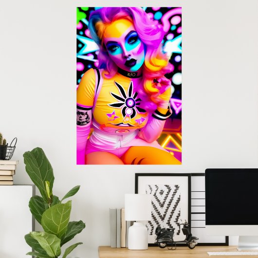 Liebe Cyborg R-10 Ken Gage Retrowave Poster (Heimbüro)