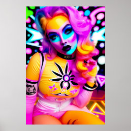 Liebe Cyborg R-10 Ken Gage Retrowave Poster