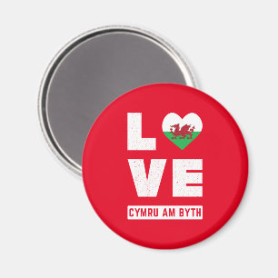 Liebe Cymru Am Byth Wales Flag Welsh Roots Vintag Magnet