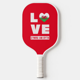 Liebe Cymru Am Byth Wales Flag Welsh Roots Vintag Pickleball Schläger