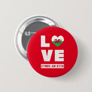 Liebe Cymru Am Byth Wales Flagge Walisische Wurzel Button