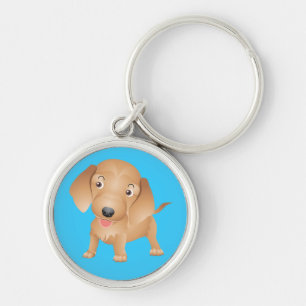 Liebe Dachshund Welpen Hund Blau Schlüsselanhänger