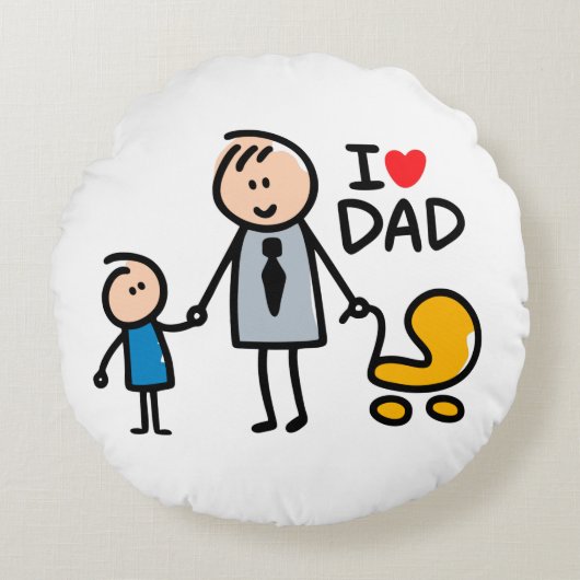 Liebe Daddy Print Rundes Kissen (Vorderseite)
