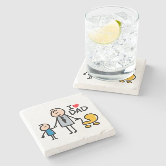 Liebe Daddy Print Steinuntersetzer (Seitenansicht)