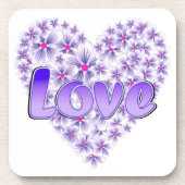 Liebe Daisy Heart Lila Getränkeuntersetzer (Vorderseite)