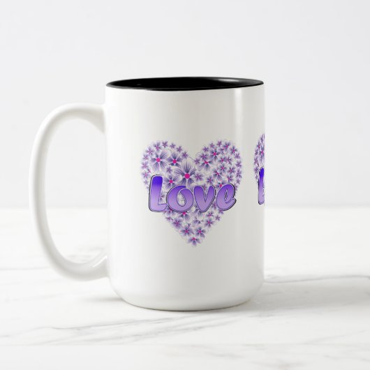Liebe Daisy Heart Lila Zweifarbige Tasse (Links)