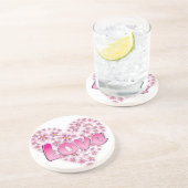 Liebe Daisy Heart Pink Sandstein Untersetzer (Seite)