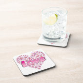 Liebe Daisy Heart Pink Untersetzer (Rechte Seite)