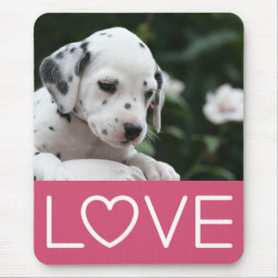 Liebe Dalmatiner Schwarz-Weiß Punkte Welpen Hund Mousepad