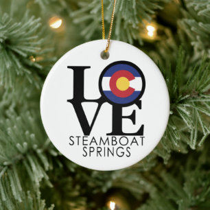 Liebe-Dampfschiff Springs Colorado Keramik Ornament