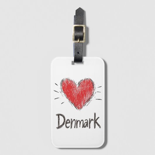 Liebe Dänemark Gepäckanhänger (Vorderseite Vertikal)