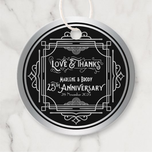 Liebe & Dank 25. Hochzeitstag Silber Geschenkanhänger (Vorderseite)