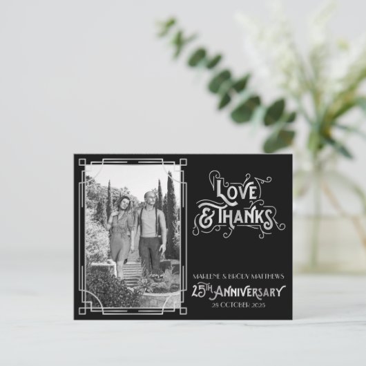 Liebe & Dank 25. Hochzeitstag Silber Postkarte (Stehend Vorderseite)