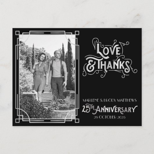 Liebe & Dank 25. Hochzeitstag Silber Postkarte (Vorderseite)
