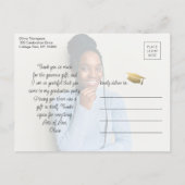 Liebe & Dank 2 Foto Black and Gold Abschluss Postkarte (Rückseite)