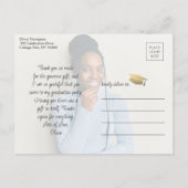 Liebe & Dank 2 Foto Black and Gold Abschluss Postkarte (Rückseite)