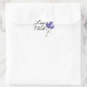Liebe & Dank an die Watercolor Lavender Blume Runder Aufkleber (Tasche)
