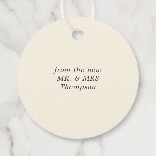 Liebe & Dank an Orange Blume Elfenbeinhochzeit Geschenkanhänger (Rückseite)