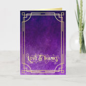 Liebe & Dank Art Deco Gold Lila Hinzufügen Ihres F Dankeskarte (Vorderseite)