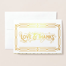 Liebe & Dank Art Deco Hochzeit Gold Black Foto Folienkarte