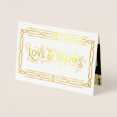 Liebe & Dank Art Deco Hochzeit Gold Black Foto Folienkarte (Vorderseite)
