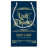 Liebe & Dank Art Deco Wedding Gold Blue Gefallen Kleine Geschenktüte (Rückseite)