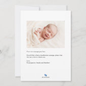 Liebe Dank Baby Birth Ankündigung Foto-Karte (Rückseite)