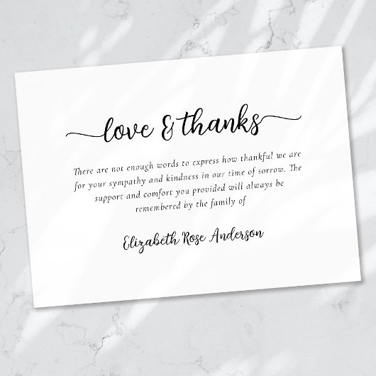 Liebe & Dank Beileid Beerdigung Dankeskarte