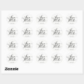 Liebe & Dank Black Script Custom Wedding Gefallen Runder Aufkleber (Blatt)