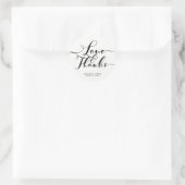 Liebe & Dank Black Script Custom Wedding Gefallen Runder Aufkleber (Tasche)