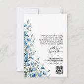 Liebe Dank Blue Wildblumen Foto QR Code Hochzeit Dankeskarte (Rückseite)