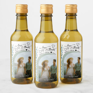 Liebe & Dank Blue Wildblumen Hochzeit Foto Mini Weinetikett