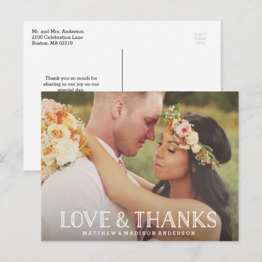 Liebe & Dank Boho | Hochzeit Danke, Postcard Postkarte (Vorne/Hinten)