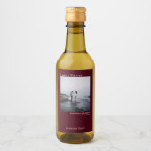 Liebe & Dank Burgundy Wedding Foto Mini Weinetikett (Vorderseite)