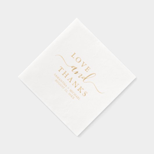 Liebe & Dank Chic Skript Custom Wedding Names Servietten Mit Folie (Rechts)