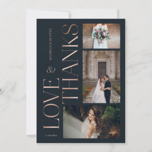 Liebe & Dank Classy Navy Rose Gold Hochzeiten Foto Dankeskarte