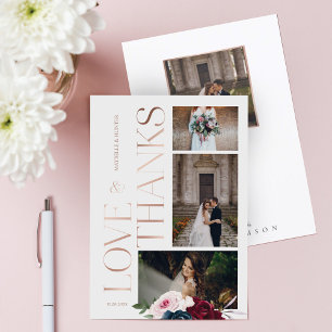 Liebe & Dank der Burgundy Navy Florals Drei Fotos Dankeskarte