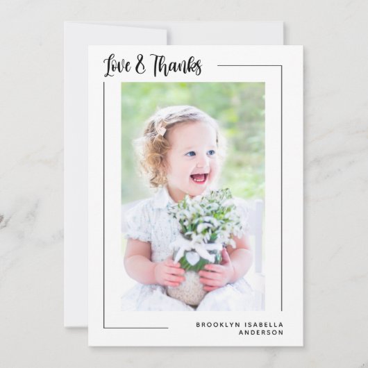 Liebe & Dank der Taufe des modernen Fotos Dankeskarte (Vorderseite)