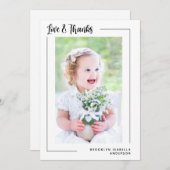 Liebe & Dank der Taufe des modernen Fotos Dankeskarte (Vorne/Hinten)