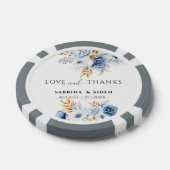 Liebe & Dank Dusty Blue White Gold Floral Wedding Pokerchips (Einzeln)