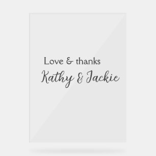 Liebe & Dank Ehepaar Name Hochzeit einfach minimal Acrylschild