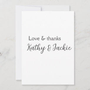 Liebe & Dank Ehepaar Name Hochzeit einfach minimal Einladung